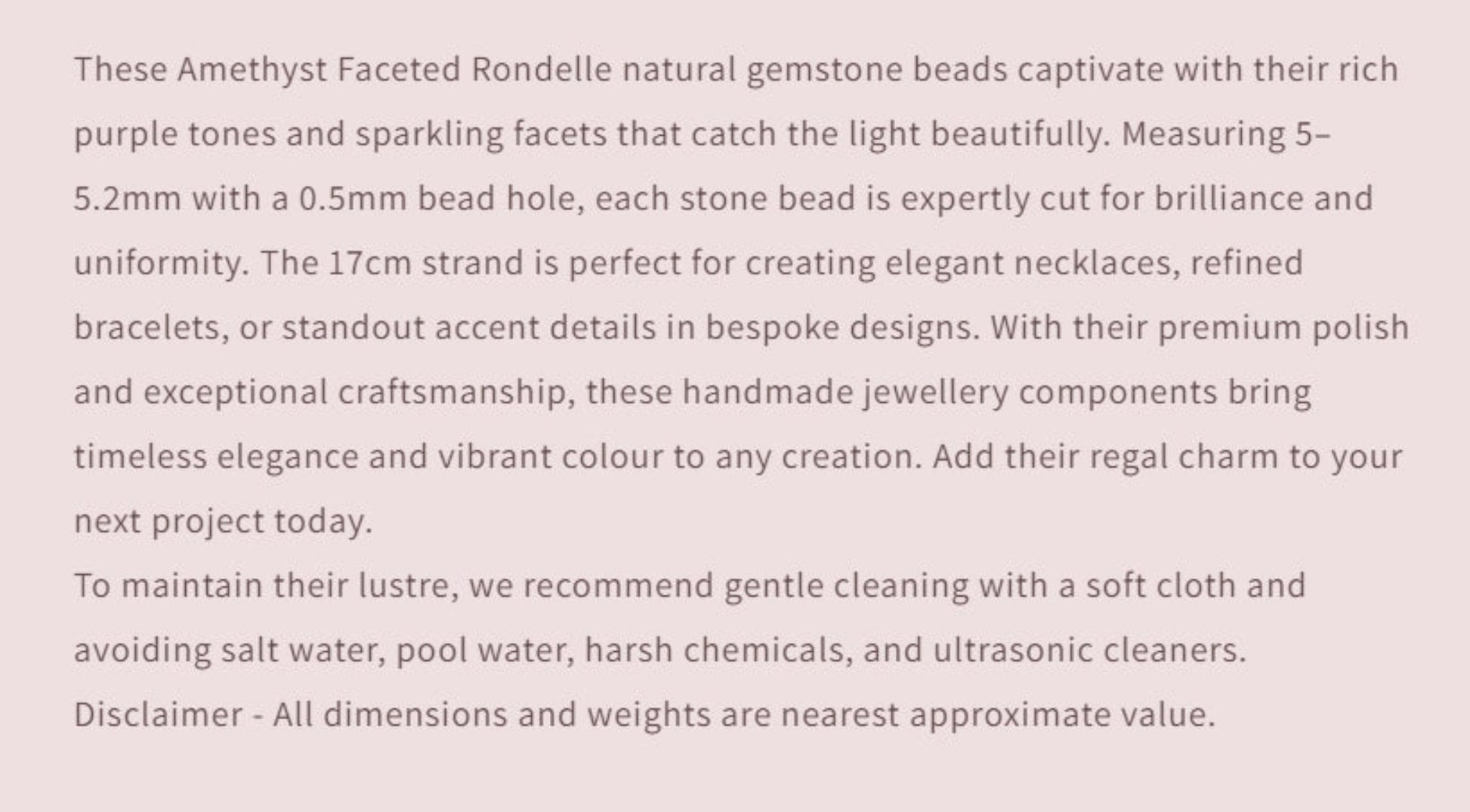Text describing the product details of the gemstone beads , as seen on the Australian owned and trusted bead supplier, Melbourne Gemstone Beads.