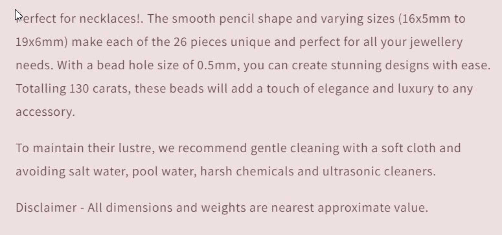Text describing the product details of the gemstone beads , as seen on the Australian owned and trusted bead supplier, Melbourne Gemstone Beads.