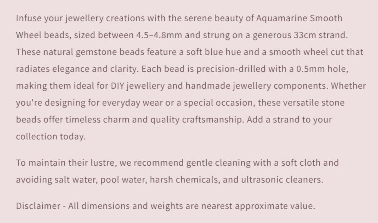 Text describing the product details of the gemstone beads , as seen on the Australian owned and trusted bead supplier, Melbourne Gemstone Beads.