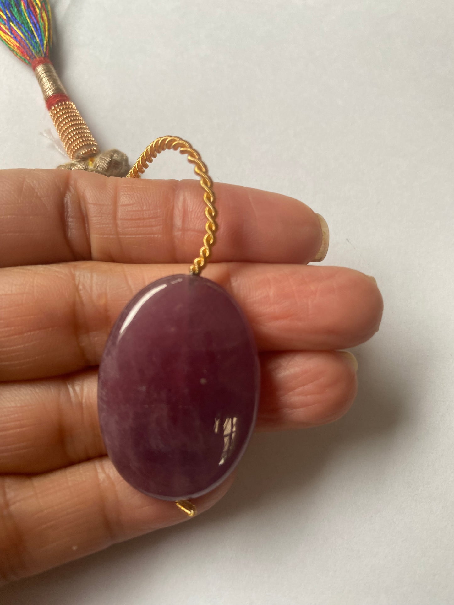 Drilled Ruby Pendant | 40mm x 30mm x 7.8mm | 90 carats