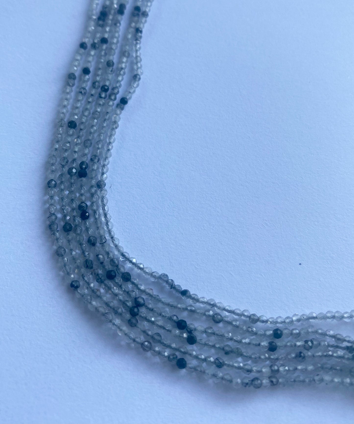 Strands featuring 2mm micro faceted rondelle beads in a vibrant colour, showcasing the beauty of Black Rutile.