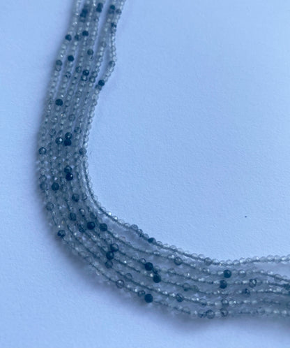 Strands featuring 2mm micro faceted rondelle beads in a vibrant colour, showcasing the beauty of Black Rutile.
