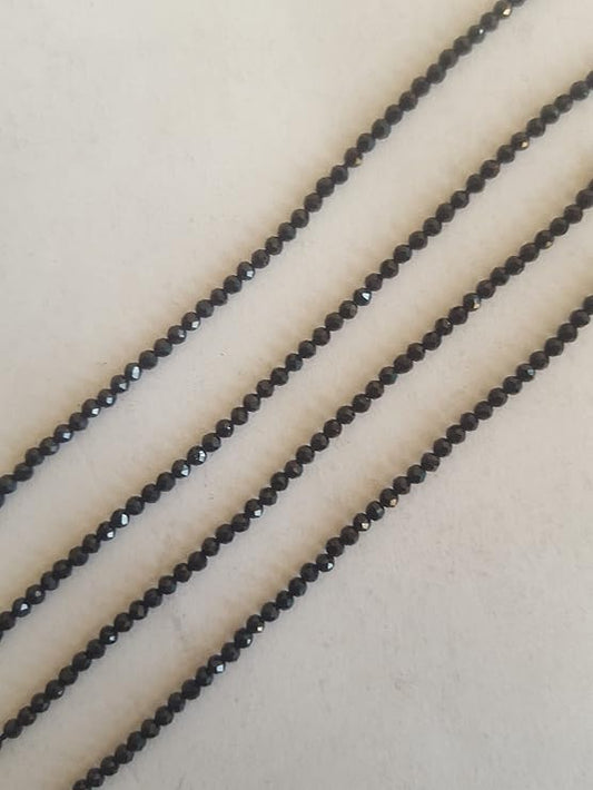 Stunning  2mm faceted gemstone beads, reflecting the unique charm of black spinel.