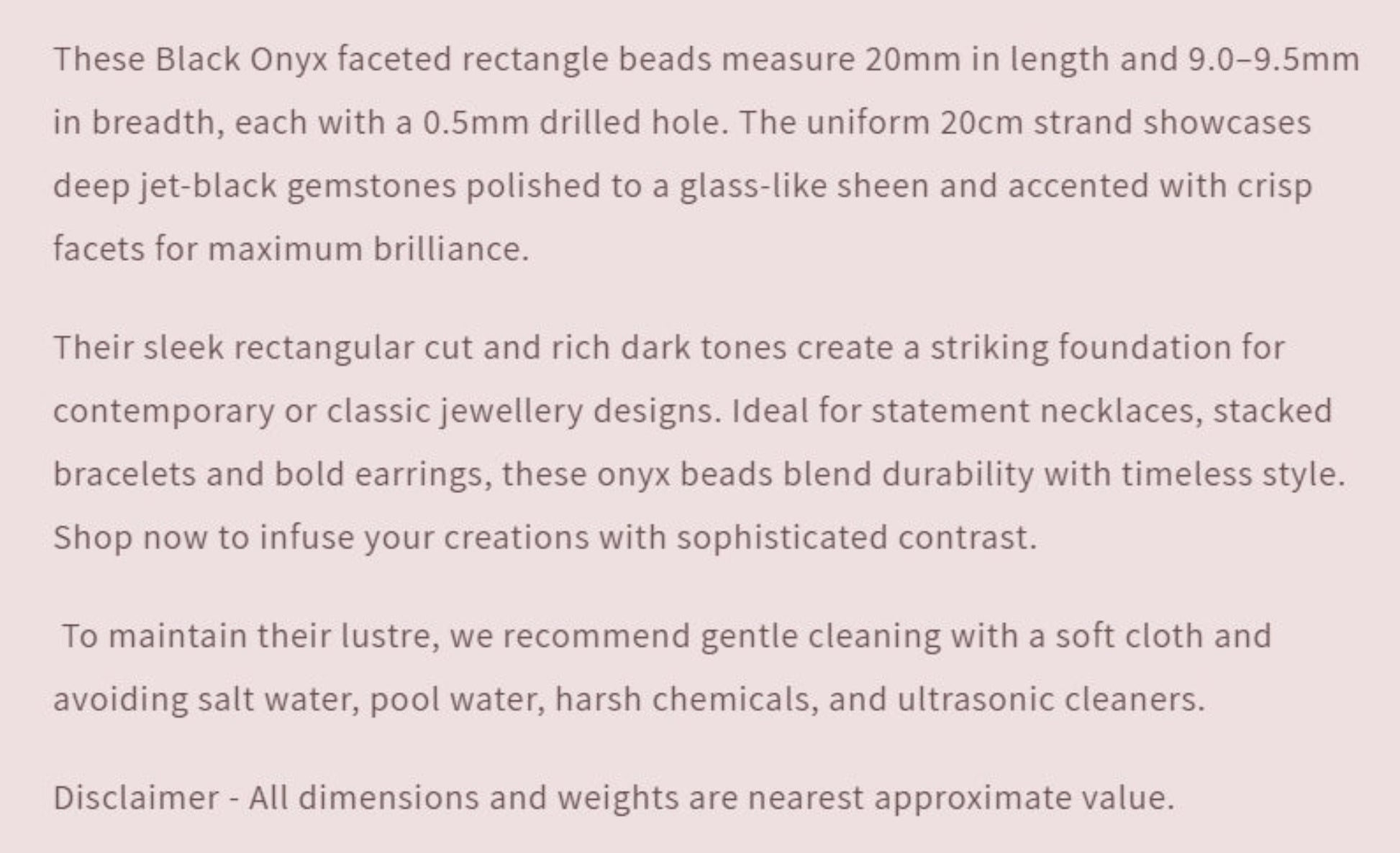 Text describing the product details of the gemstone beads , as seen on the Australian owned Melbourne Gemstone Beads shop.