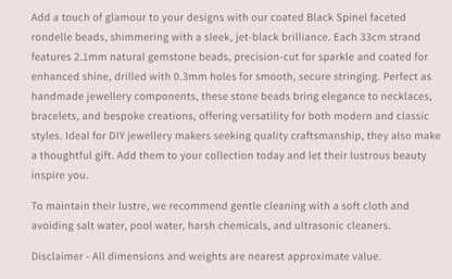 Text describing the product details of the gemstones, as seen on the Australian owned and trusted bead supplier, Melbourne Gemstone Beads.
