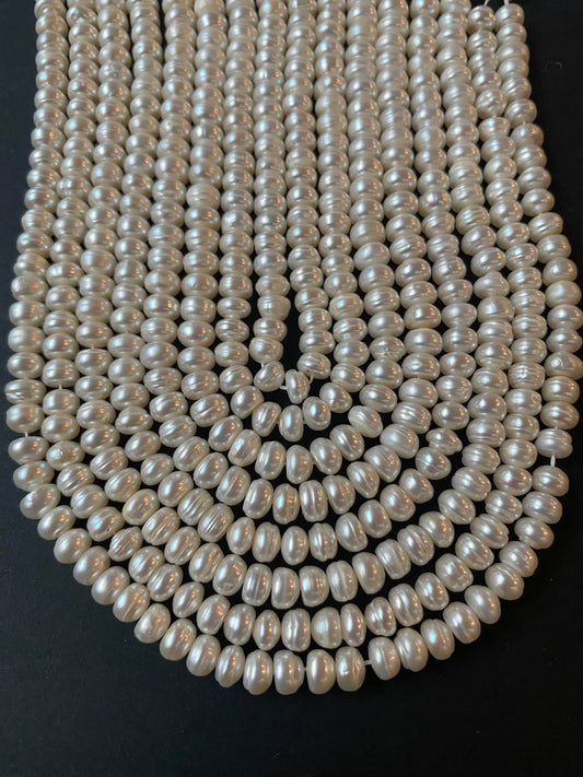 Textured Rondelle Pearls | 5.5-6.0mm Bead Size | 40cms Strand Length | 0.5mm Hole size