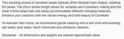 Text describing the product details of the  Carnelian natural gemstone beads, as seen on the Australian owned Melbourne Gemstone Beads shop.