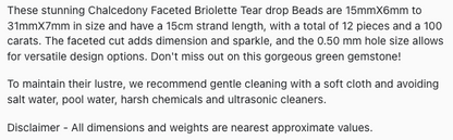 Text describing the product details of the Chalcedony Faceted gemstone beads , as seen on the Australian owned Melbourne Gemstone Beads shop.