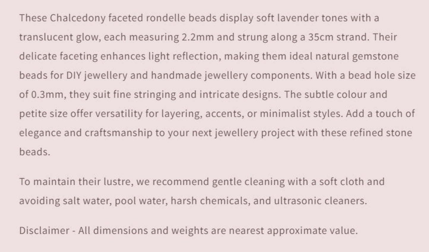 Text describing the product details of the gemstone beads , as seen on the Australian owned and trusted bead supplier, Melbourne Gemstone Beads.