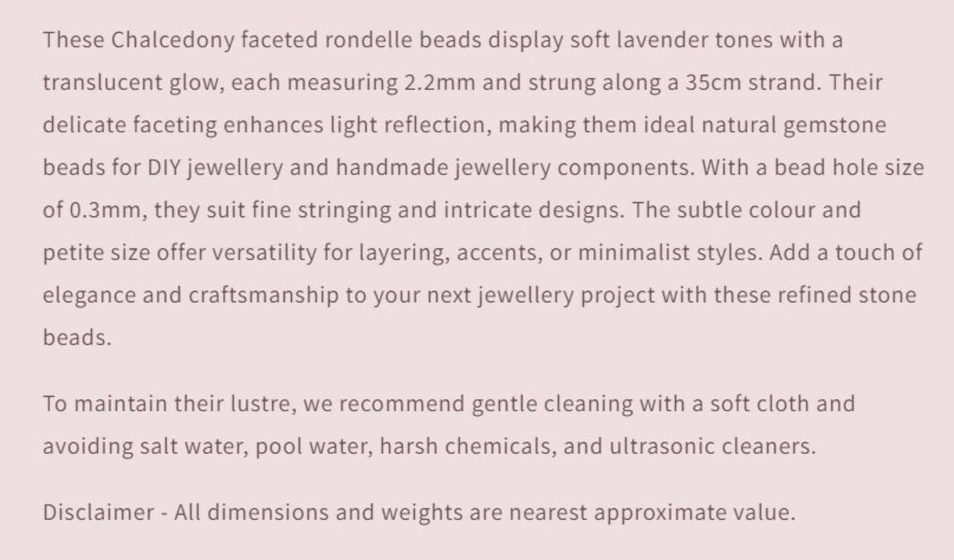 Text describing the product details of the gemstone beads , as seen on the Australian owned and trusted bead supplier, Melbourne Gemstone Beads.