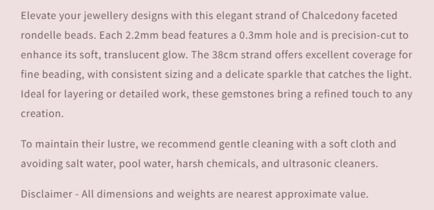 Text describing the product details of the gemstone beads , as seen on the Australian owned Melbourne Gemstone Beads shop.