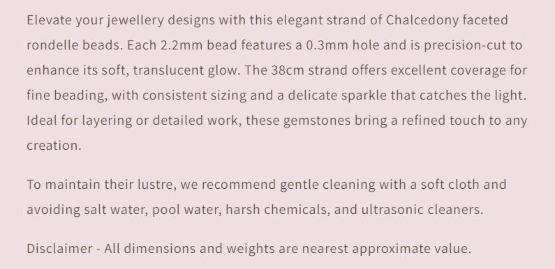 Text describing the product details of the gemstone beads , as seen on the Australian owned Melbourne Gemstone Beads shop.