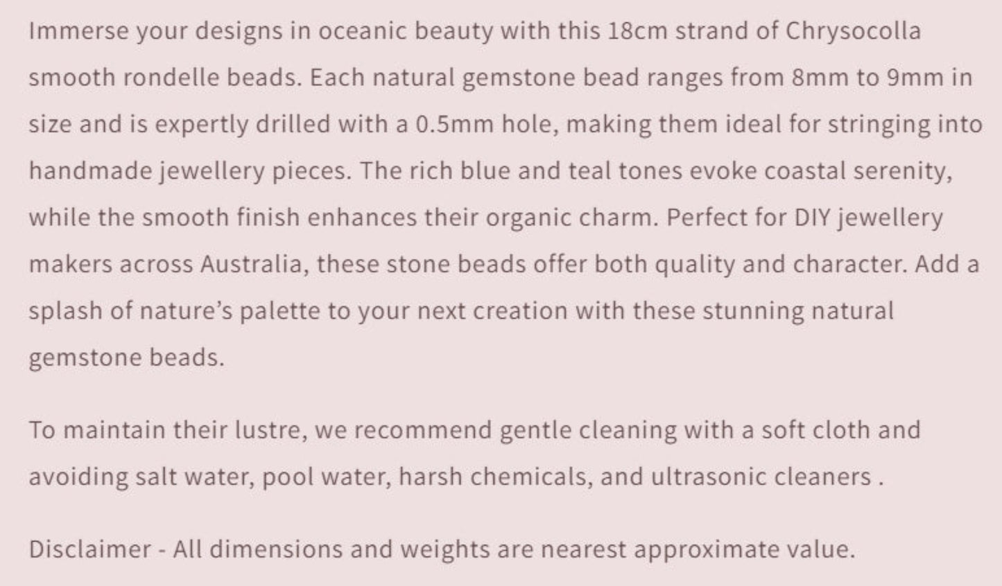Overview of gemstone bead specifications from Melbourne Gemstone Beads, a reliable Australian-owned jewellery supplier.