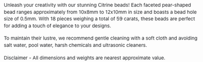 Text describing the product details of the Citrine natural gemstone beads, as seen on the Australian owned Melbourne Gemstone Beads shop.