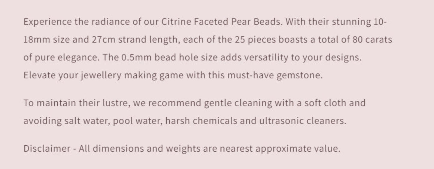 Text describing the product details of the gemstone beads , as seen on the Australian owned Melbourne Gemstone Beads shop.