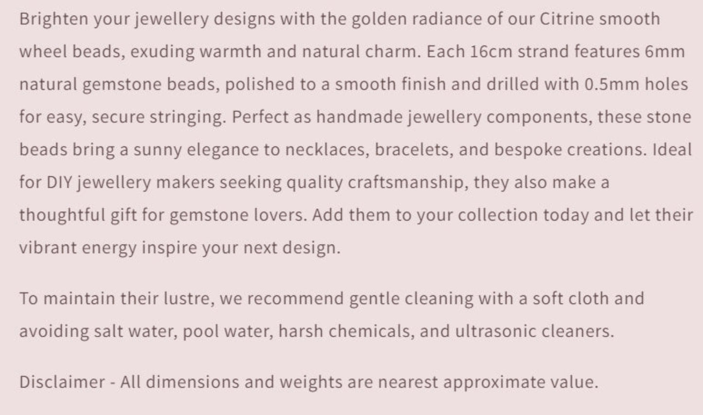 Text describing the product details of the gemstones, as seen on the Australian owned and trusted bead supplier, Melbourne Gemstone Beads.
