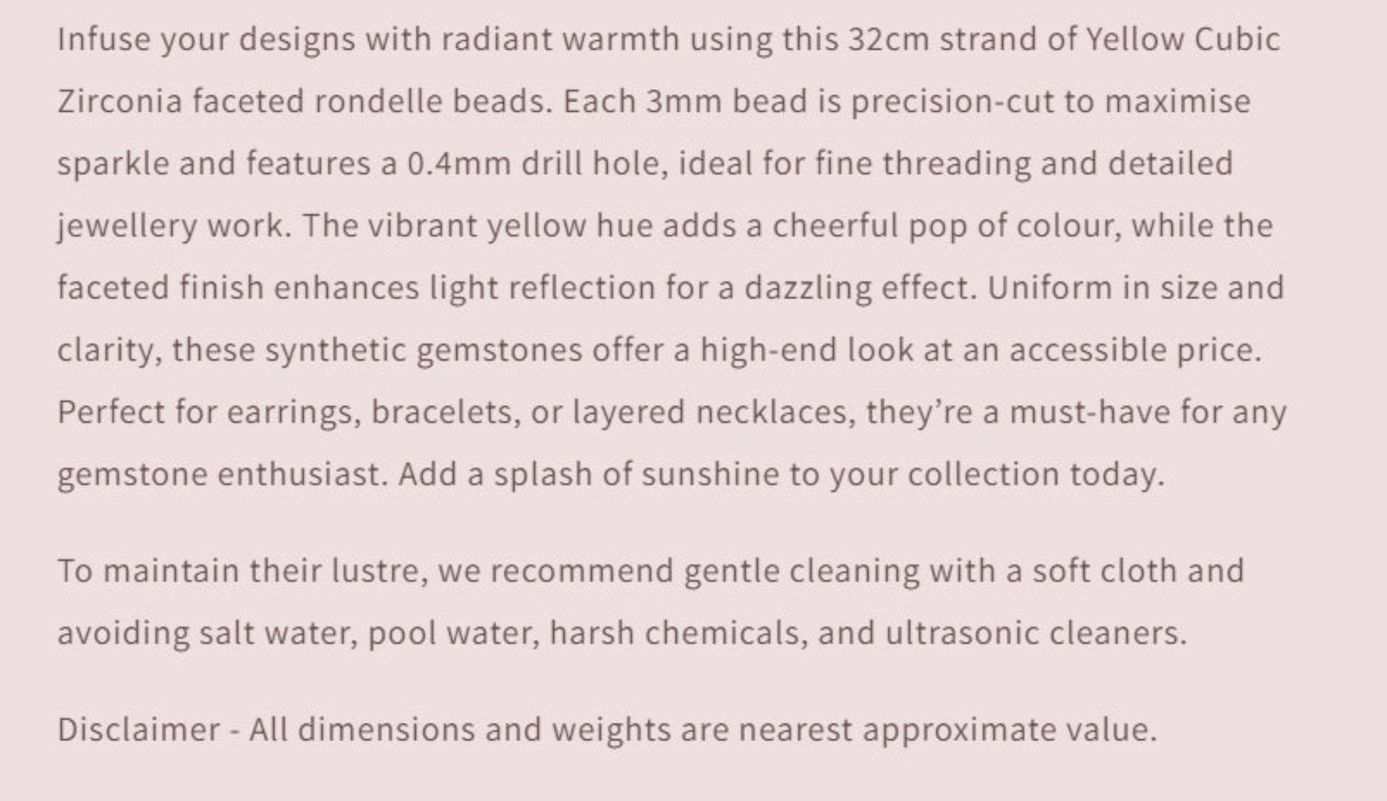 Text describing the product details of the gemstone beads , as seen on the Australian owned Melbourne Gemstone Beads shop.