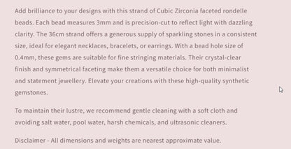 Text describing the product details of the gemstone beads , as seen on the Australian owned Melbourne Gemstone Beads shop.