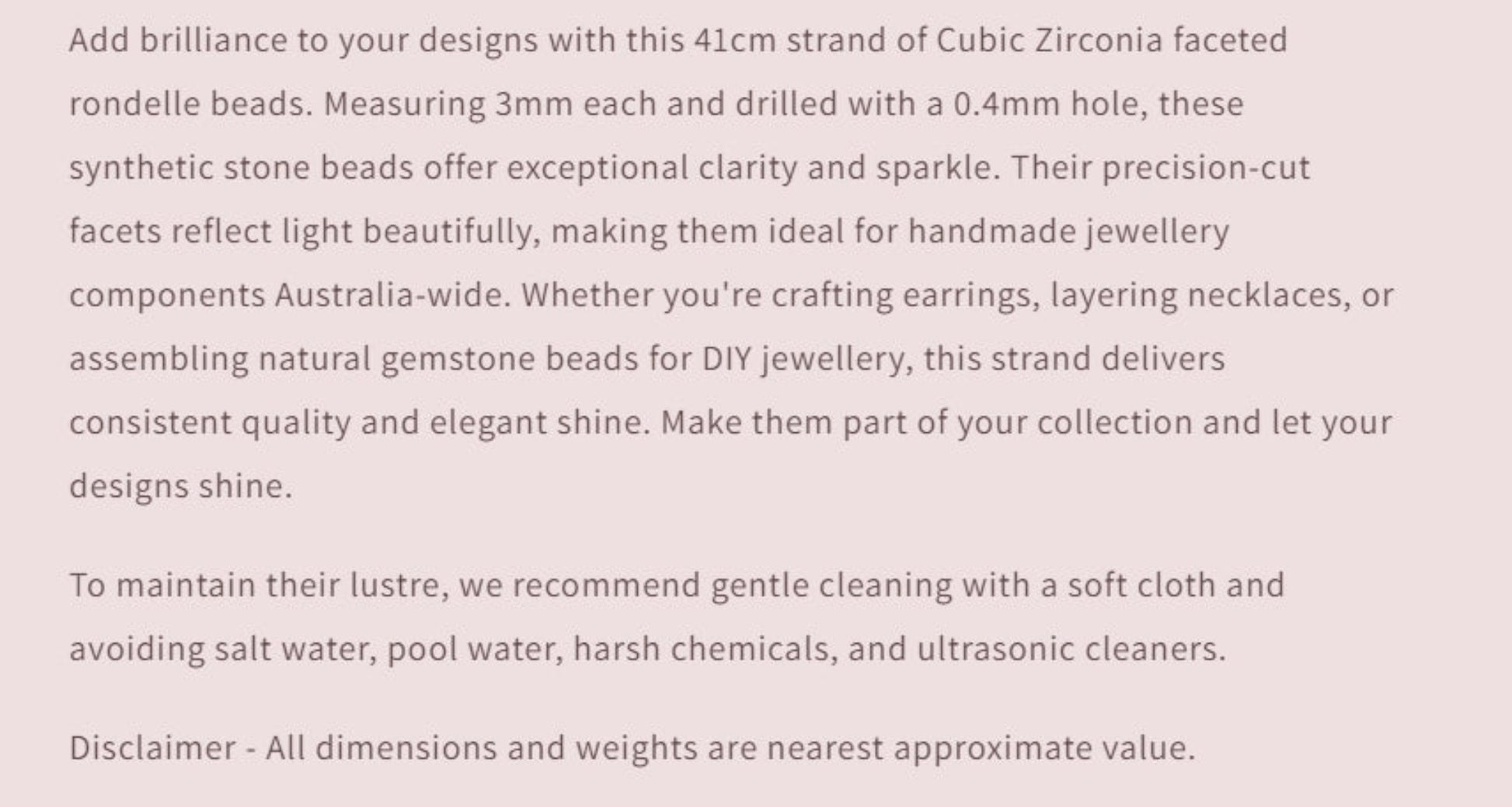 Text describing the product details of the gemstone beads , as seen on the Australian owned and trusted bead supplier, Melbourne Gemstone Beads.