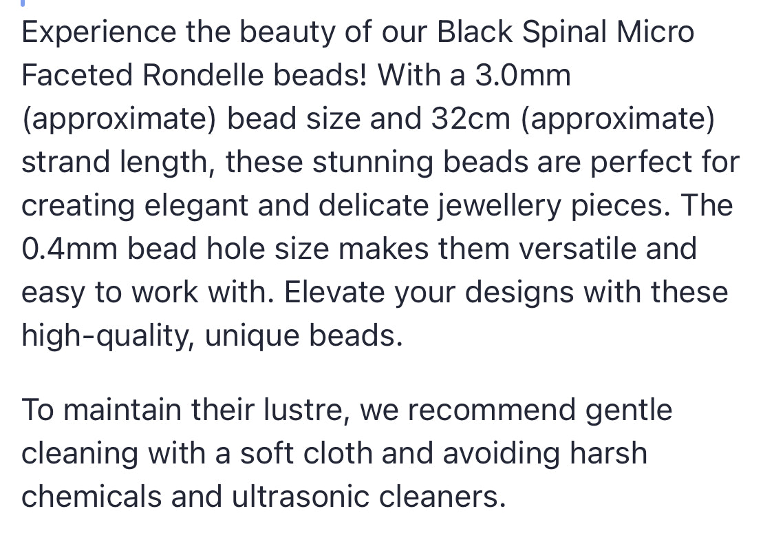 Black Spinal | Micro Faceted Rondelle | 3.0mm Bead Size | 32cm Strand Length