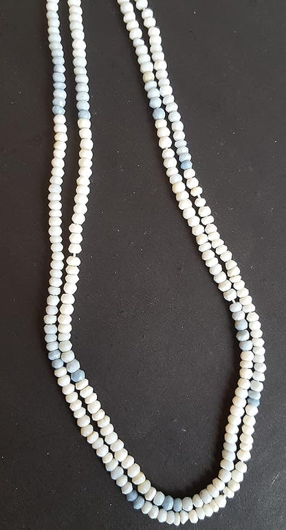  A vibrant strand of 3.5mm Denim Opal faceted rondelle beads, highlighting their natural elegance and charm.