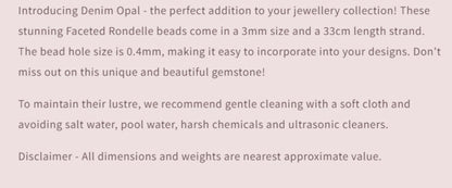 Text describing the product details of the gemstone beads , as seen on the Australian owned Melbourne Gemstone Beads shop.