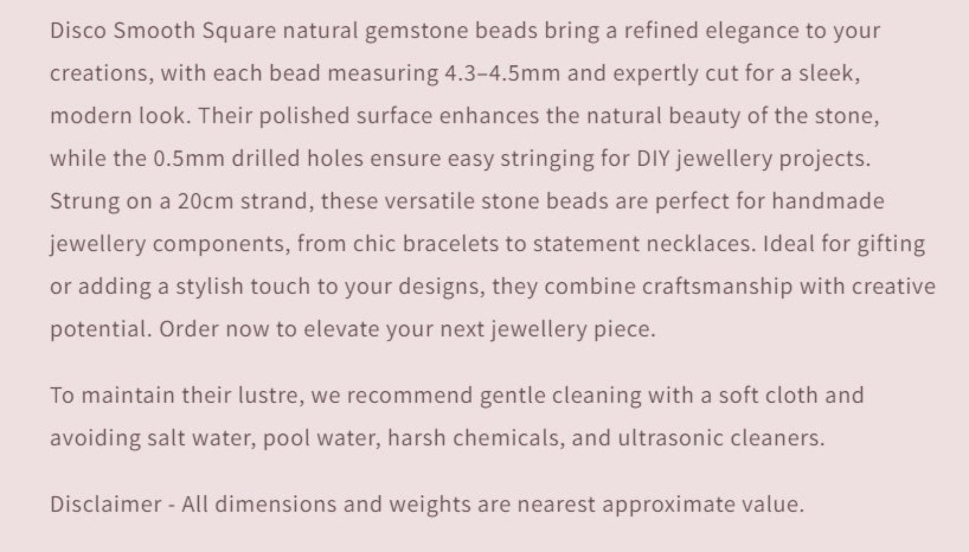 Text describing the product details of the gemstone beads , as seen on the Australian owned and trusted bead supplier, Melbourne Gemstone Beads.