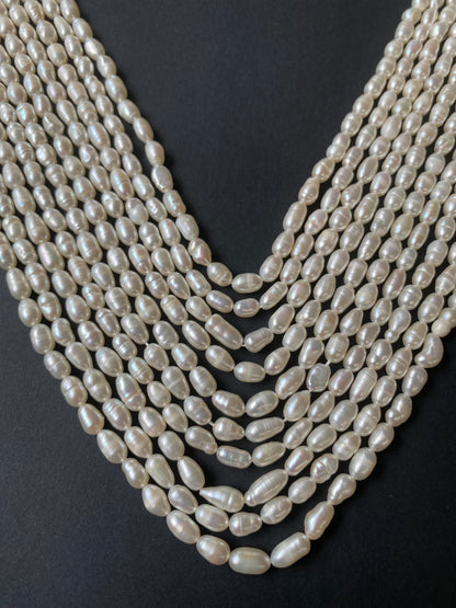 Freshwater Pearls | Rice Shaped | 4-4.5mm Bead Size | 34cms Strand Length