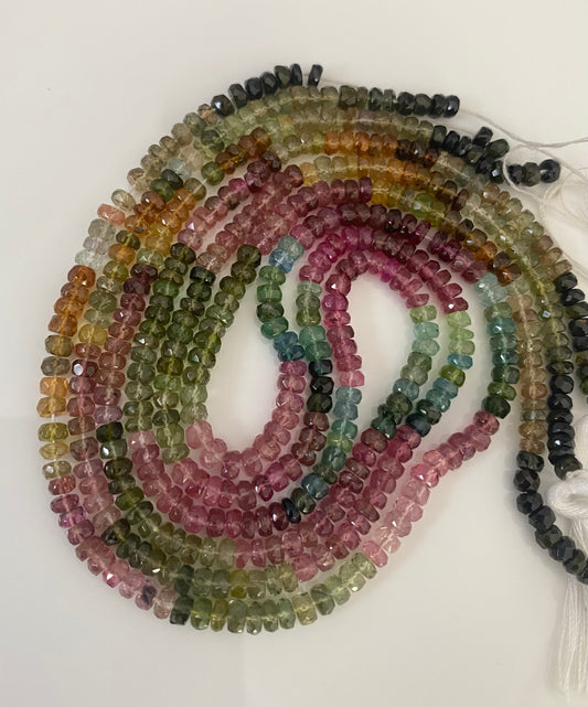 Watermelon Tourmaline | Micro-Cut | 3.4-3.8mm | 35cm Strand Length