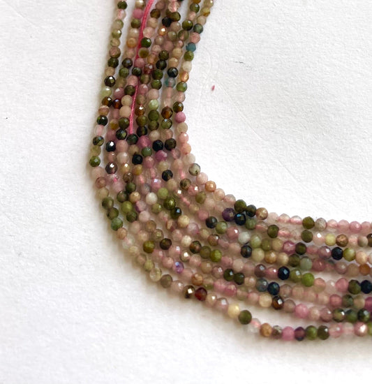 Micro Multi Watermelon Tourmaline | Faceted Rondelle | 2mm Bead Size | 32cm Strand Length