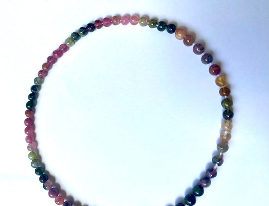 Watermelon Tourmaline | 4.5mm bead size | 33cms strand length | Smooth Spheres | Handmade