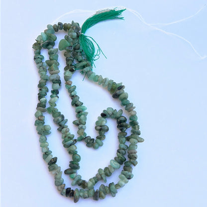 Handmade jewellery components featuring emerald chips ideal for creative jewellery making.