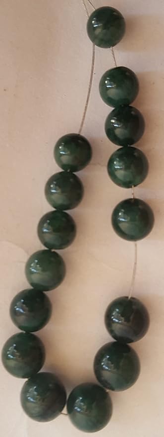  Beautiful strand with 8-9mm emerald smooth rondelle beads, offering a striking green appearance.