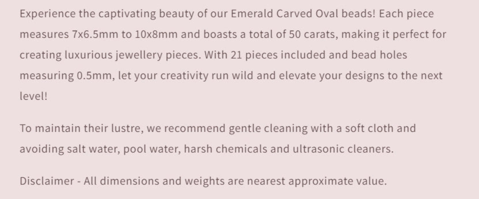Text describing the product details of the gemstone beads , as seen on the Australian owned Melbourne Gemstone Beads shop.