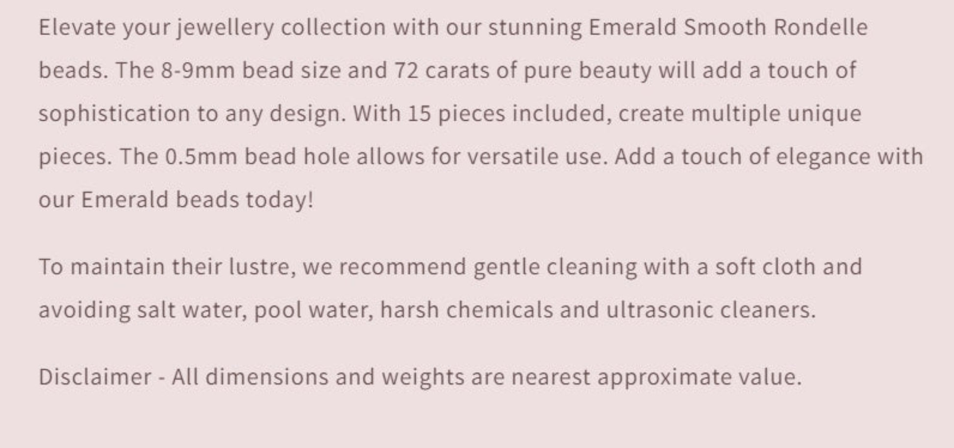 Text describing the product details of the gemstone beads , as seen on the Australian owned and trusted bead supplier, Melbourne Gemstone Beads.