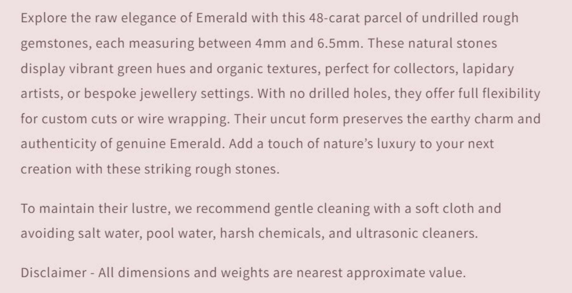 Text describing the product details of the gemstone beads , as seen on the Australian owned Melbourne Gemstone Beads shop.