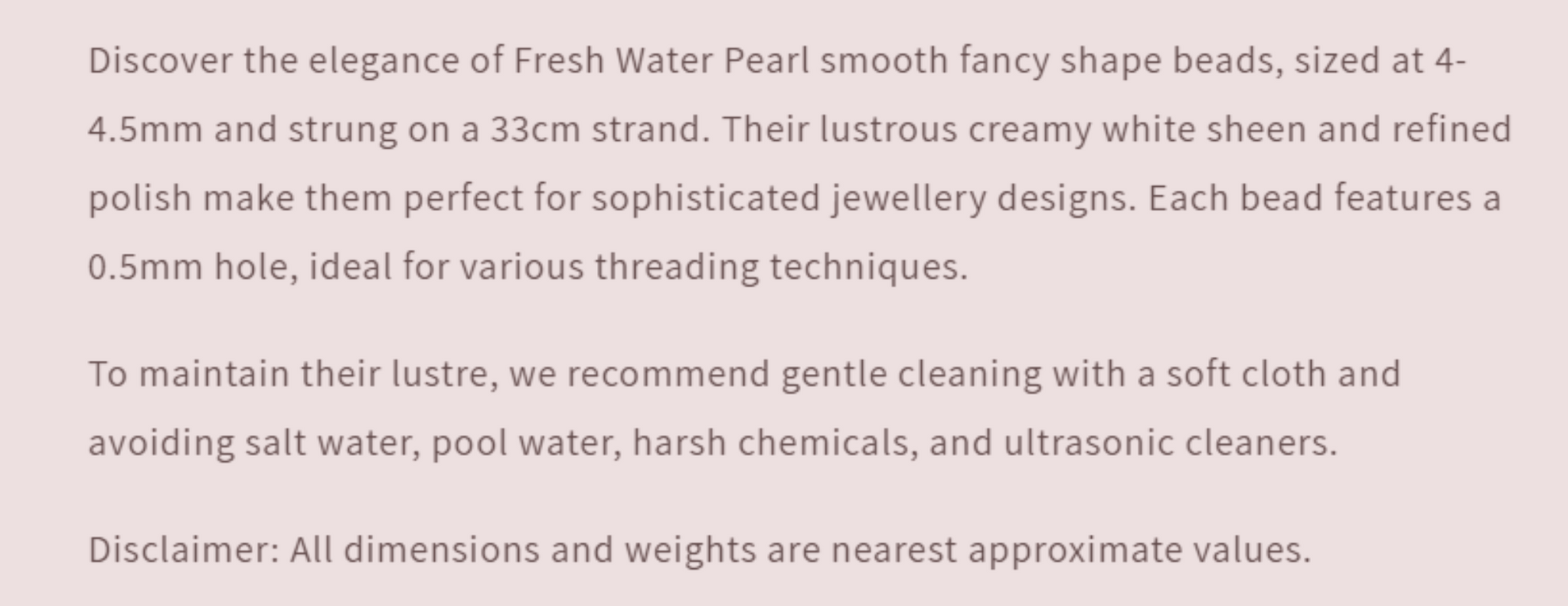 Text describing the product details of the gemstone beads , as seen on the Australian owned Melbourne Gemstone Beads shop.