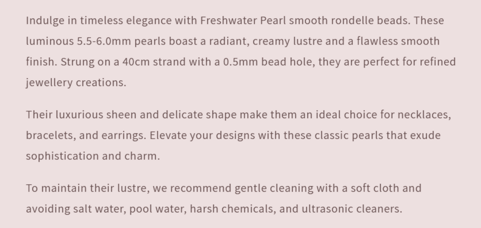 Text describing the product details of the gemstone beads, as seen on the Australian owned Melbourne Gemstone Beads shop.