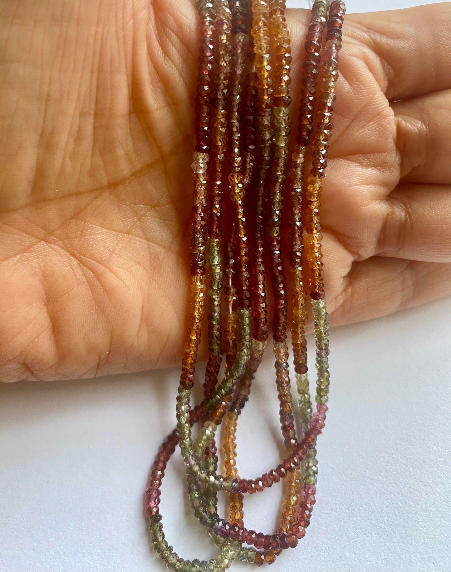 Multi Tourmaline | Faceted Rondelle | 3mm Bead Size | 35cm Strand Length