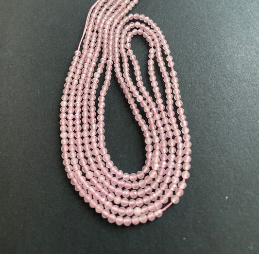 Rose Quartz | Faceted Rondelle | 2.5mm Bead Size | 36cm Strand Length