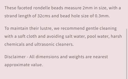 Strawberry Quartz | Faceted Rondelle | 2mm Bead Size | 32cm Strand Length | 12 Carats