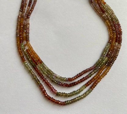 Multi Tourmaline | Faceted Rondelle | 3mm Bead Size | 35cm Strand Length