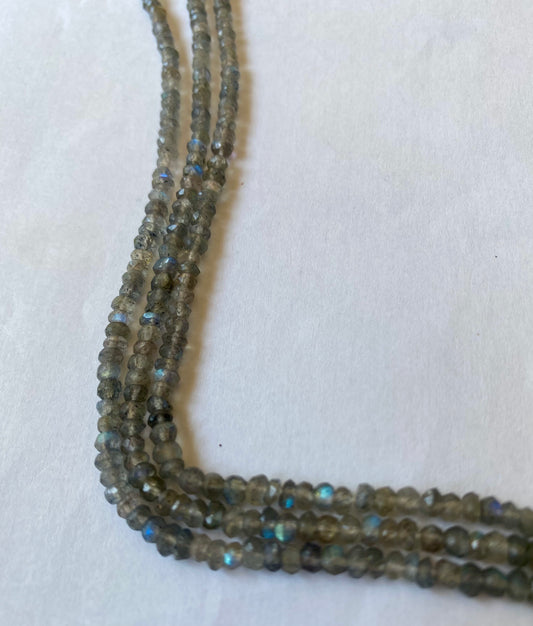 Labradorite | Faceted Rondelle | 3.5mm Bead Size | 33cm Strand Length