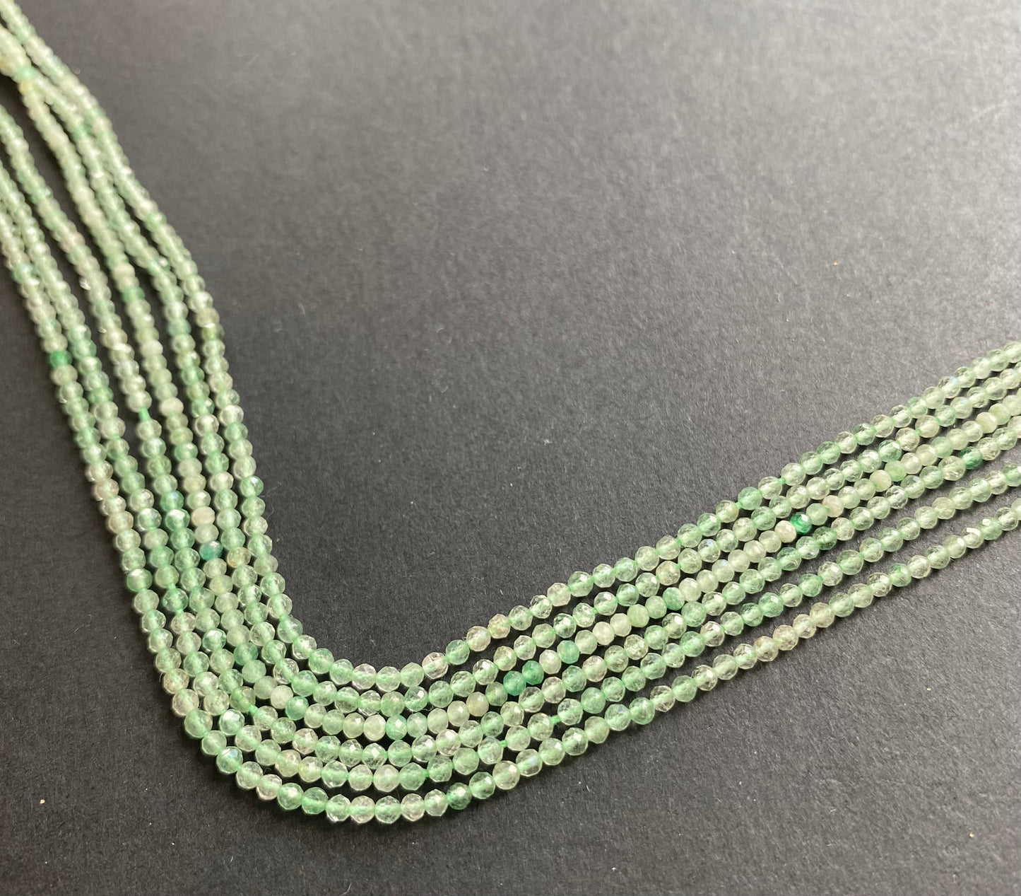 Beautiful  green amethyst stones, faceted rondelle shaped, measuring around 2.2mm.