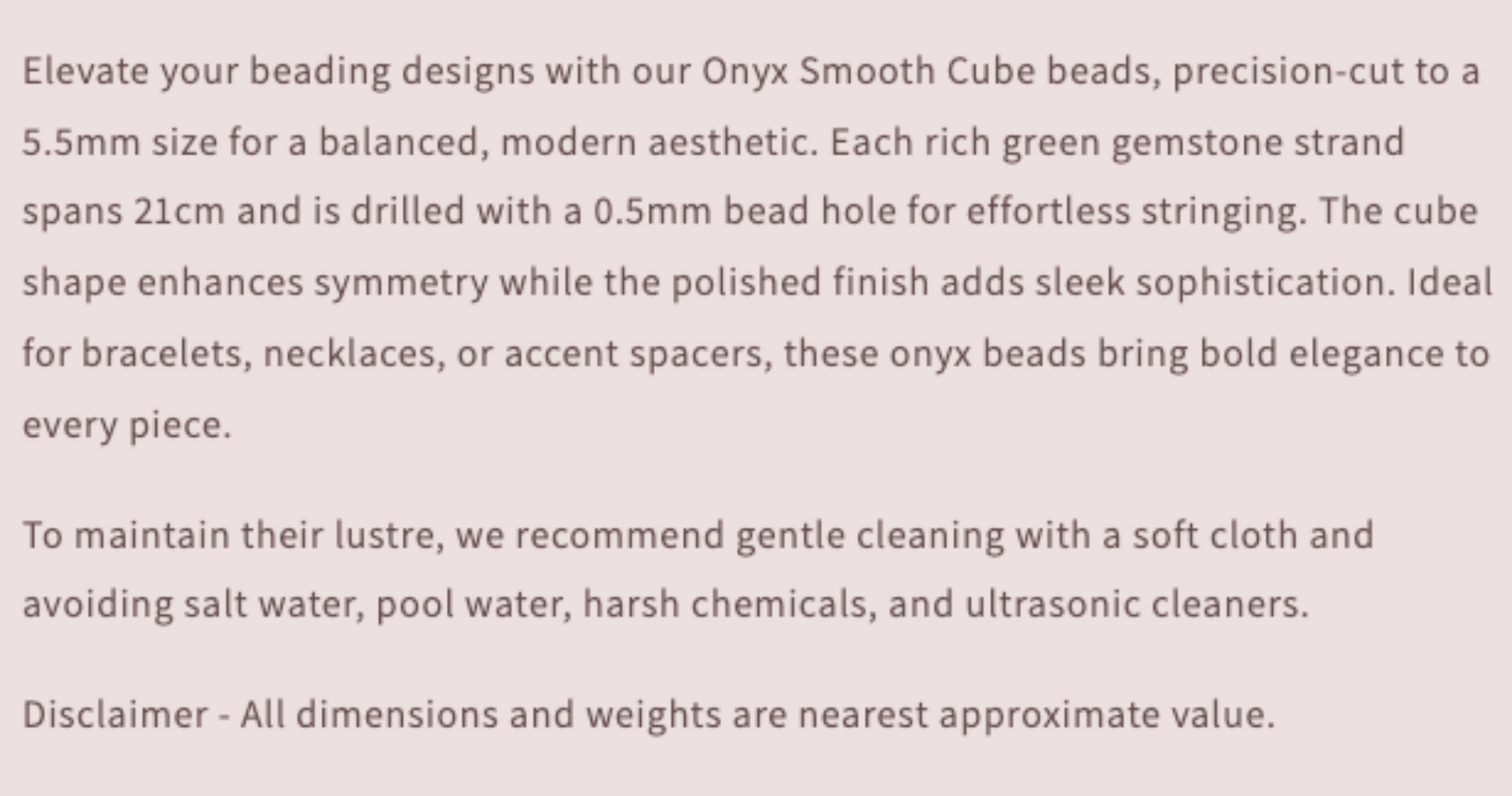 Text describing the product details of the gemstone beads , as seen on the Australian owned Melbourne Gemstone Beads shop.
