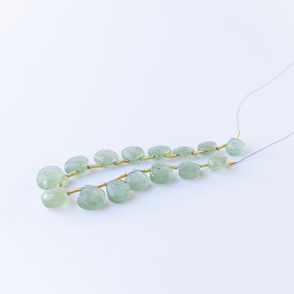 Genuine Green Strawberry Quartz stone beads in faceted briolette cut, ideal for gemstone beads for DIY jewellery.