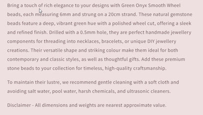 Text describing the product details of the gemstone beads , as seen on the Australian owned and trusted bead supplier, Melbourne Gemstone Beads.