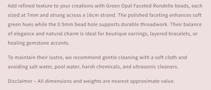Text describing the product details of the gemstone beads , as seen on the Australian owned Melbourne Gemstone Beads shop
