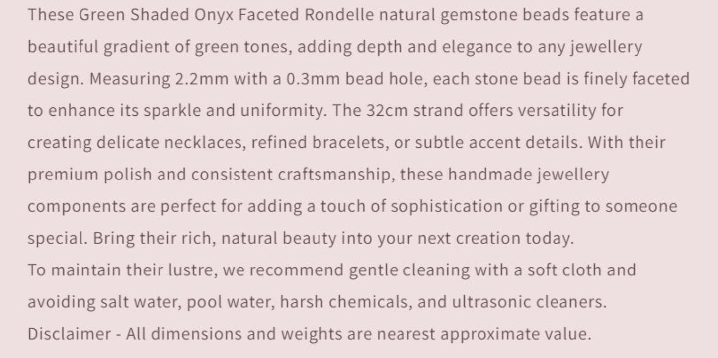 Text describing the product details of the gemstone beads , as seen on the Australian owned and trusted bead supplier, Melbourne Gemstone Beads.