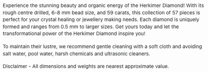 Text describing the product details of the  Herkimer natural gemstone beads, as seen on the Australian owned Melbourne Gemstone Beads shop.